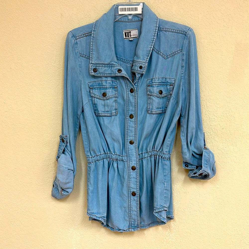 Kut from the Kloth Light Blue Denim Blouse